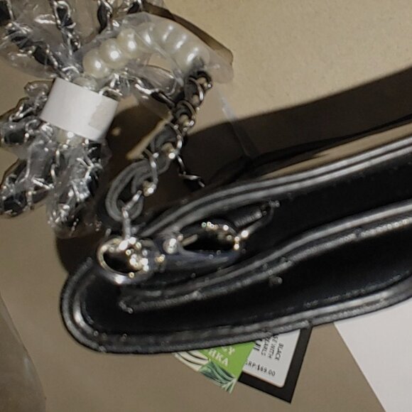 Badley Mischa Black Quilted Crossbody Bag Studio Pearl Accent Silver Chain Strap - Picture 10 of 10